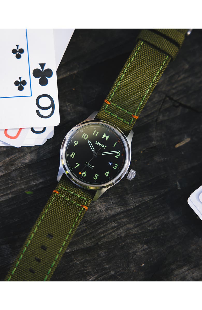 MVMT WATCHES Field II Nylon Strap Watch, 41mm, Alternate, color, 