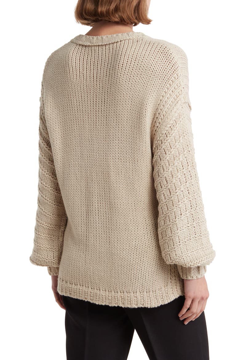 Long Puff Sleeve Sweater, Alternate, color, CREAM
