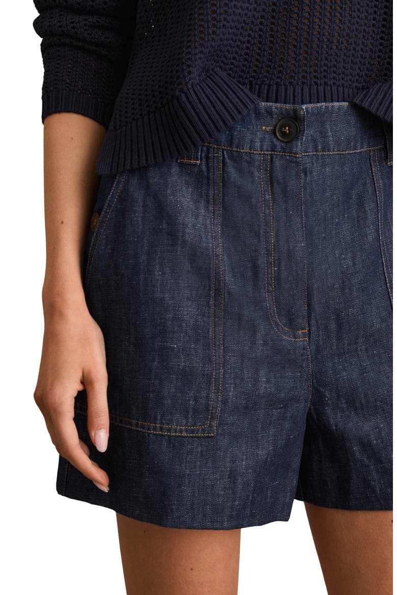 Ashby Linen Shorts, Alternate, color, INDIGO