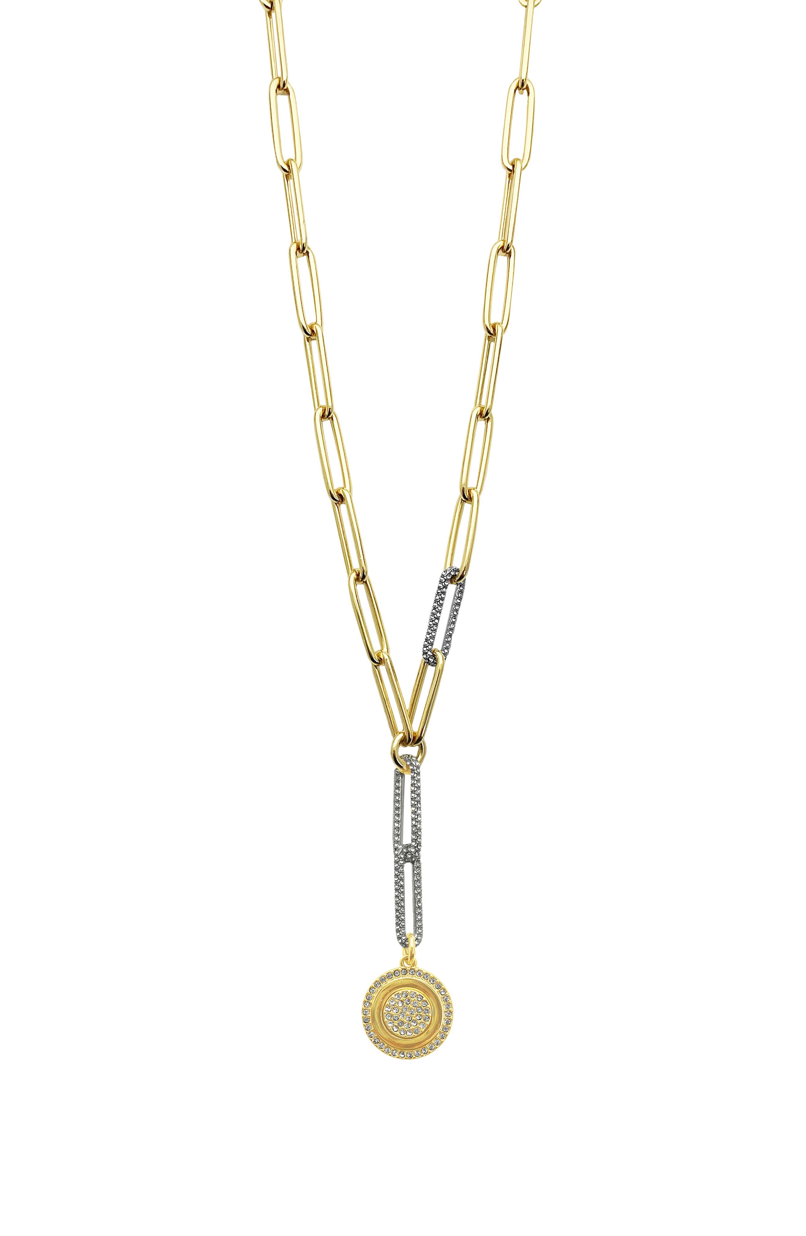 Vince Camuto Two-Tone Crystal Pendant Chain Necklace