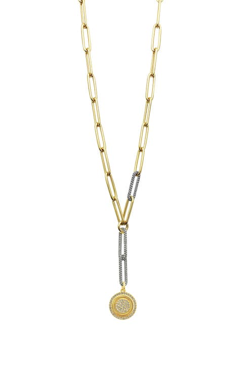 Two-Tone Crystal Pendant Chain Necklace
