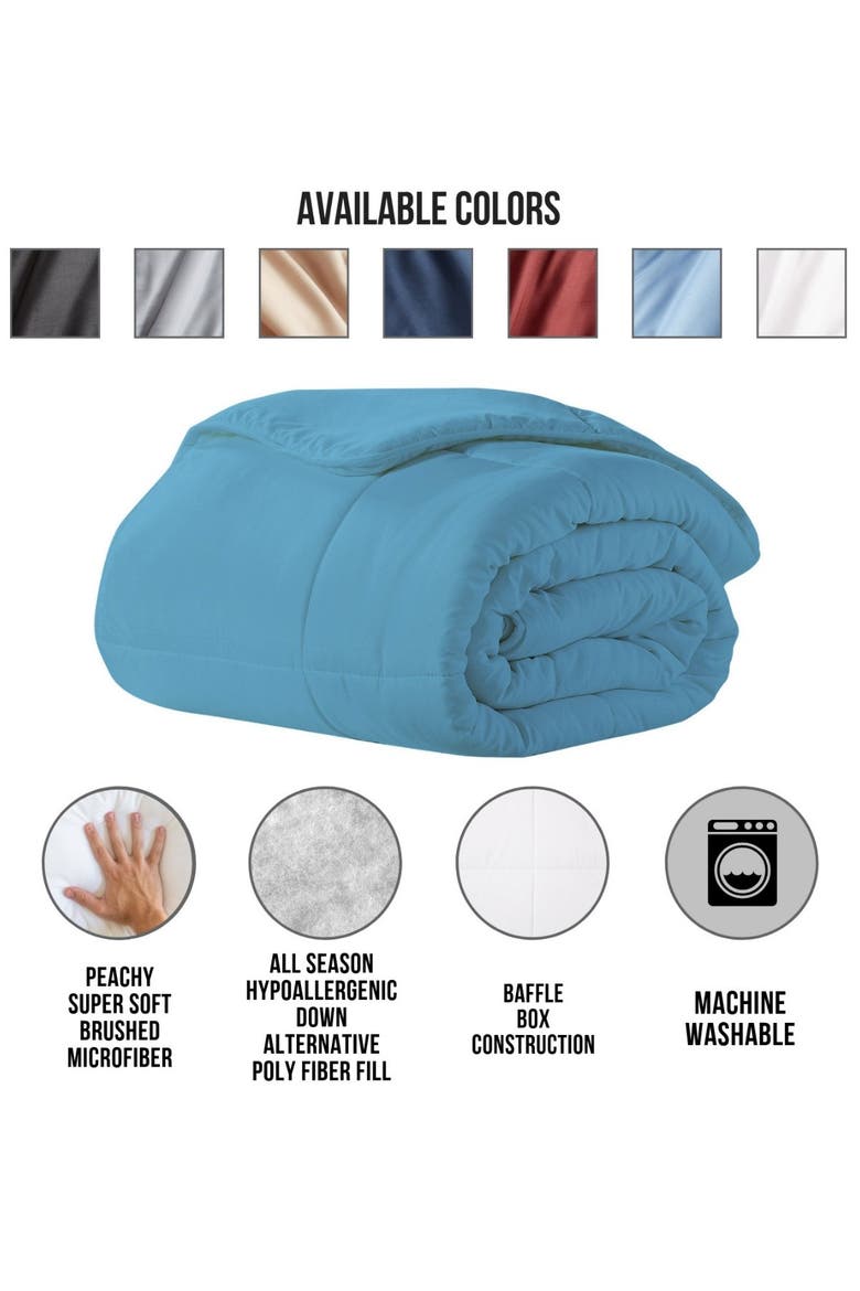 Slate Blue All-Season Super Soft Triple Brushed Microfiber Down-Alternative Full/Queen Comforter, Alternate, color, SLATE BLUE