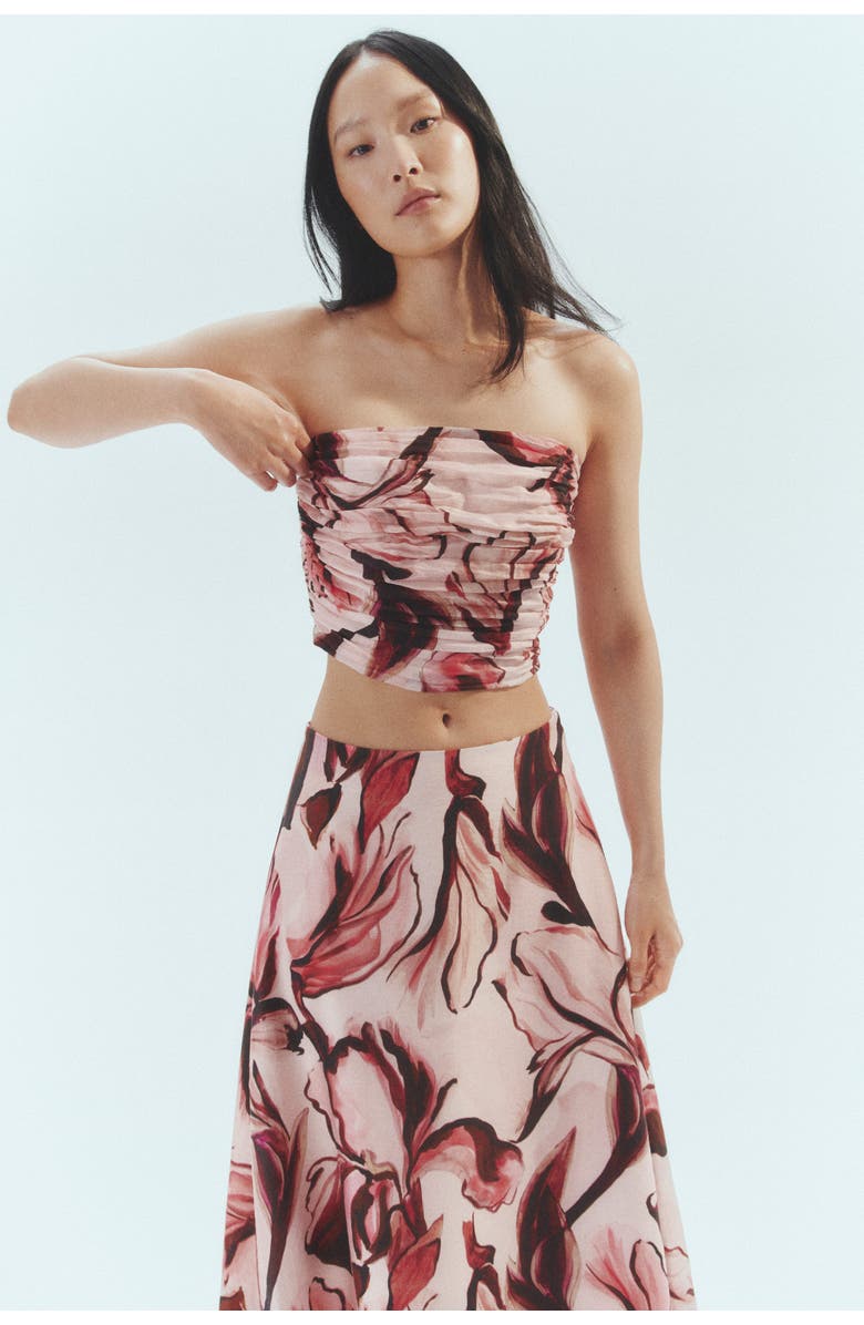 H&M Cropped Bandeau Top, Alternate, color, Light Pink/Floral