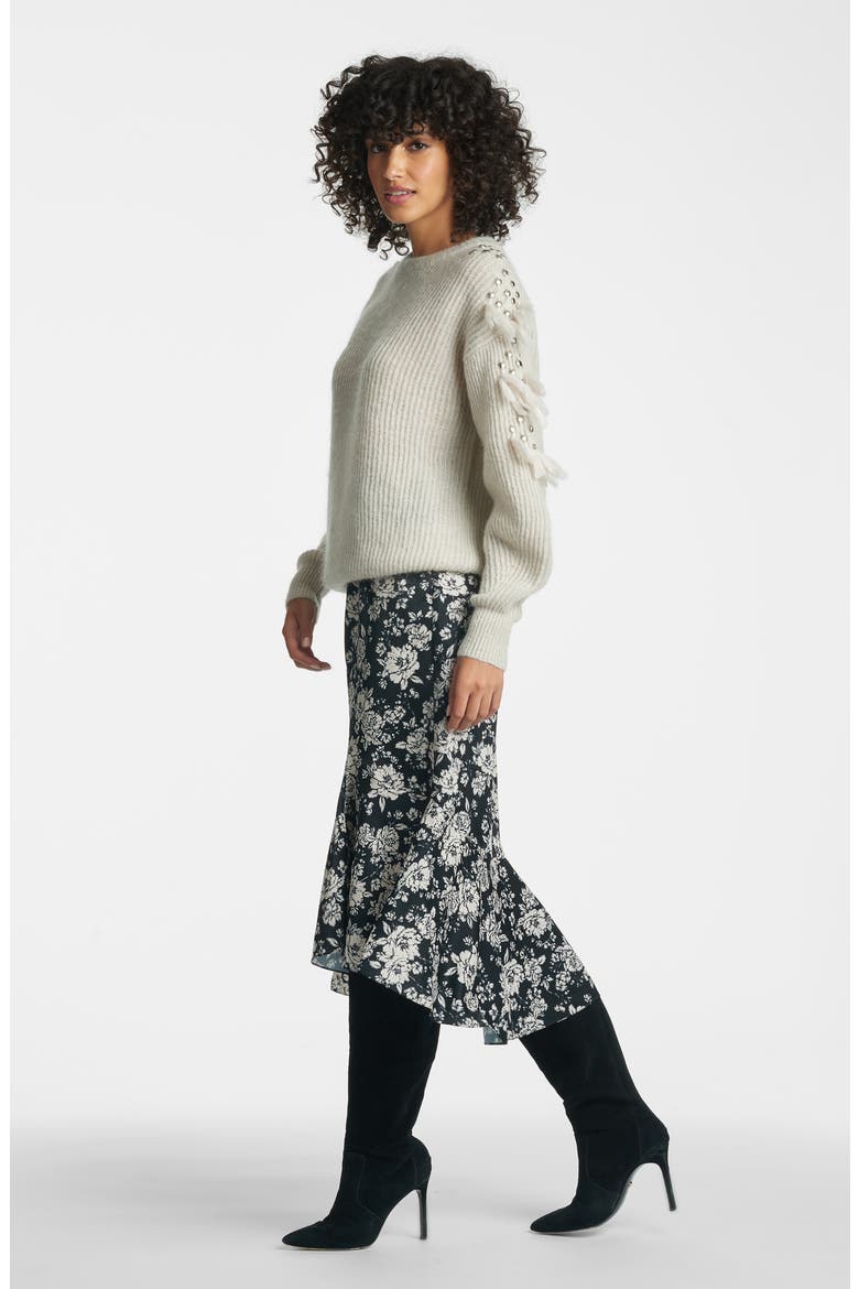 Freya Tasseled Mohair & Wool Blend Rib Sweater, Alternate, color, ALMOND