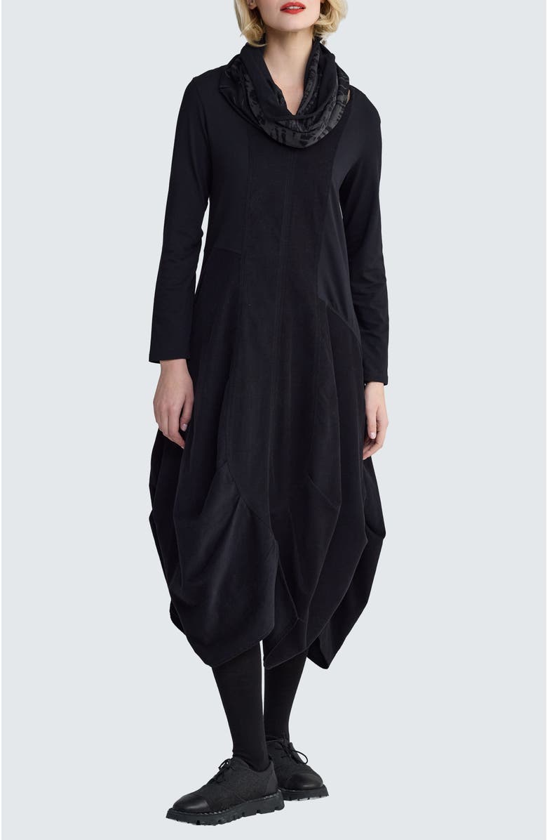 LUUKAA Tenebria Long Balloon Dress, Main, color, Black