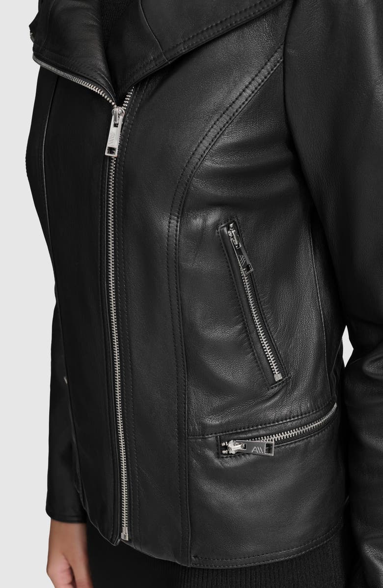Andrew Marc Beckett Leather Moto Jacket, Alternate, color, Black