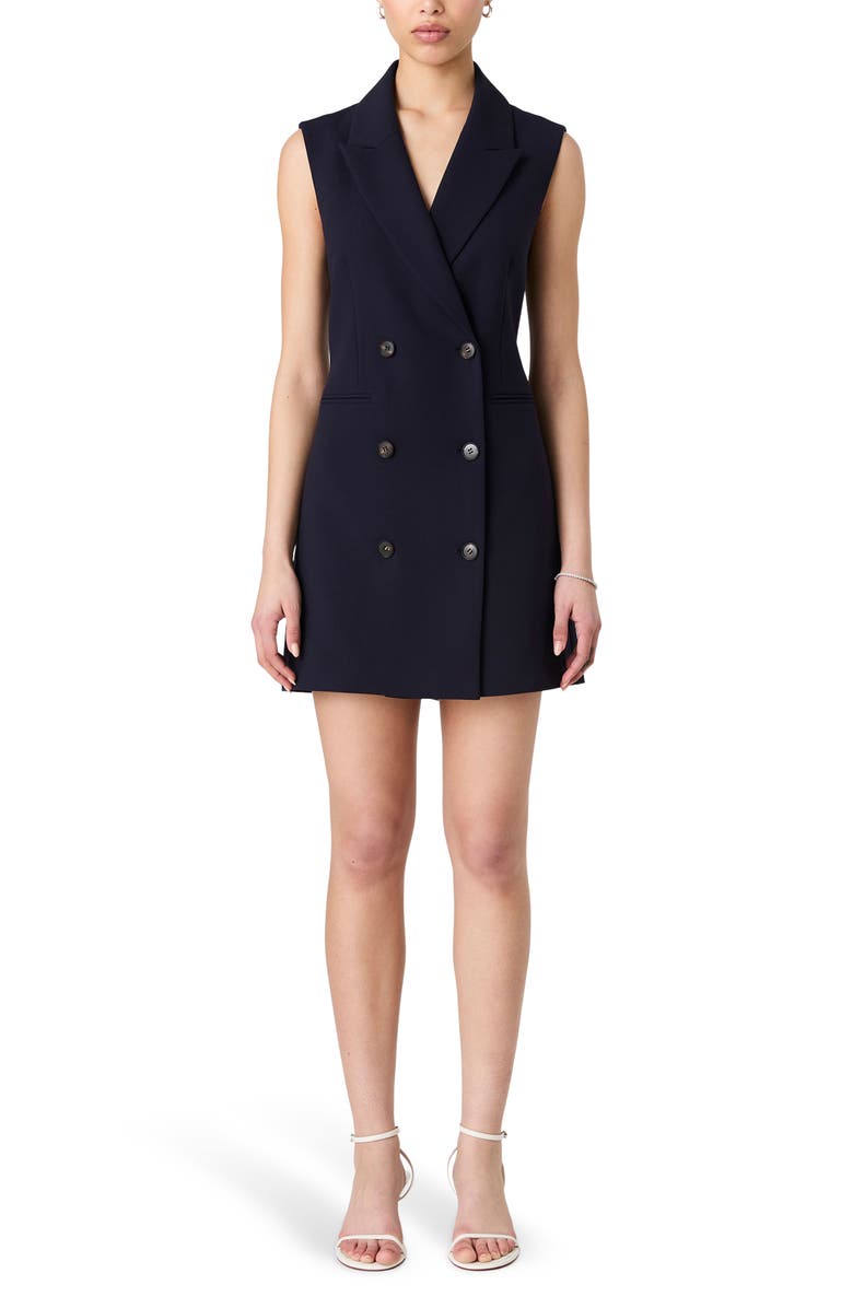 French Connection Whisper Sleeveless Blazer Dress, Main, color, Navy