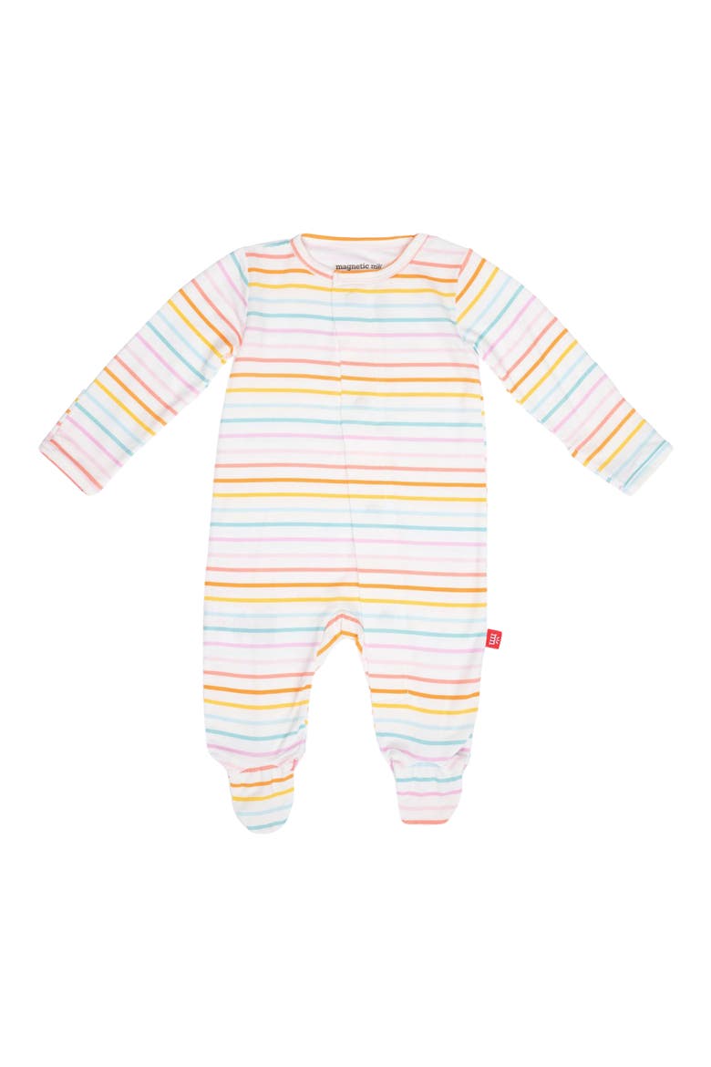 Candy Stripe Magnetic Footie, Main, color, PINK