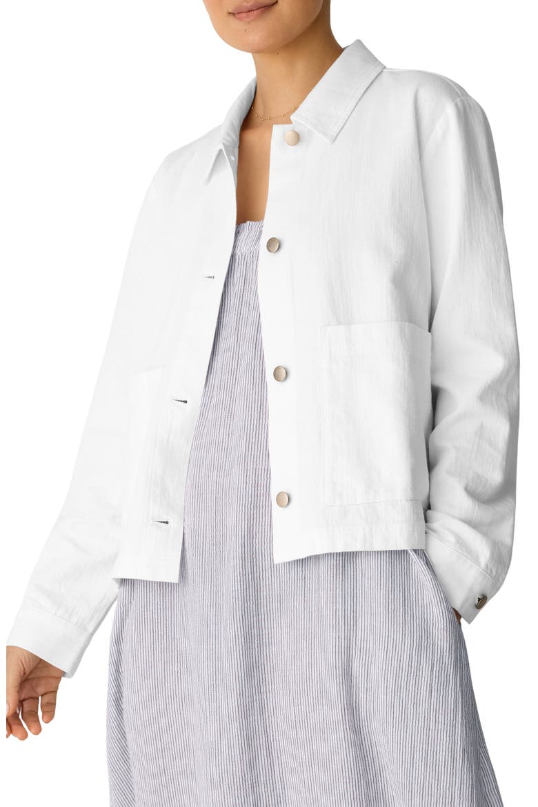 Classic Collar Organic Cotton & Organic Linen Jacket, Main, color, WHITE