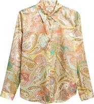 L'AGENCE Tyler Paisley Silk Button-Up Top