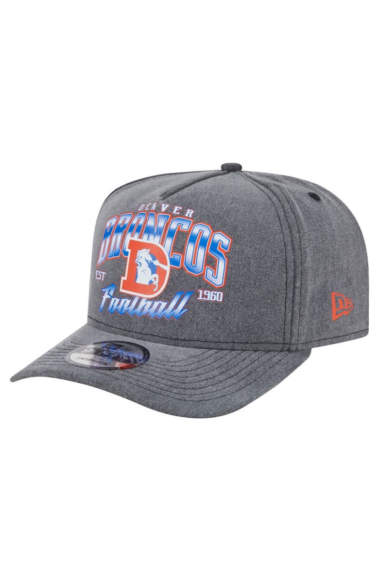 New Era Men's New Era  Black Denver Broncos Throwback Washed A-Frame 9FIFTY Snapback Hat, Main, color, 