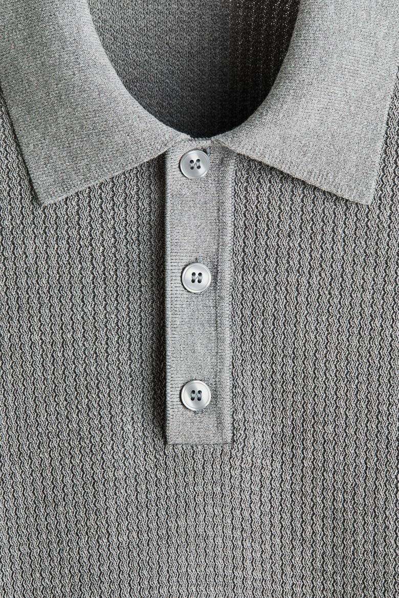 Regular-fit Knit Polo Shirt, Alternate, color, Gray melange