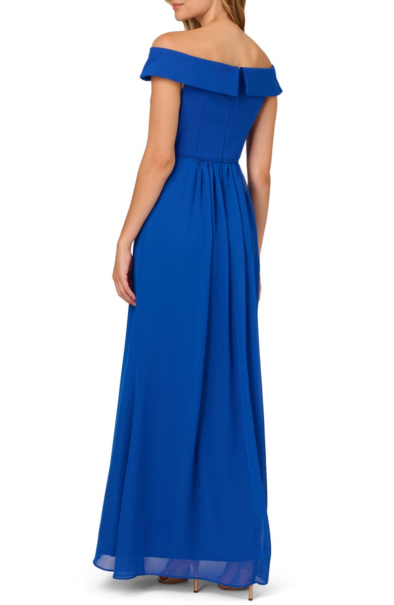 Adrianna Papell Off the Shoulder Crepe Chiffon Gown, Alternate, color, 