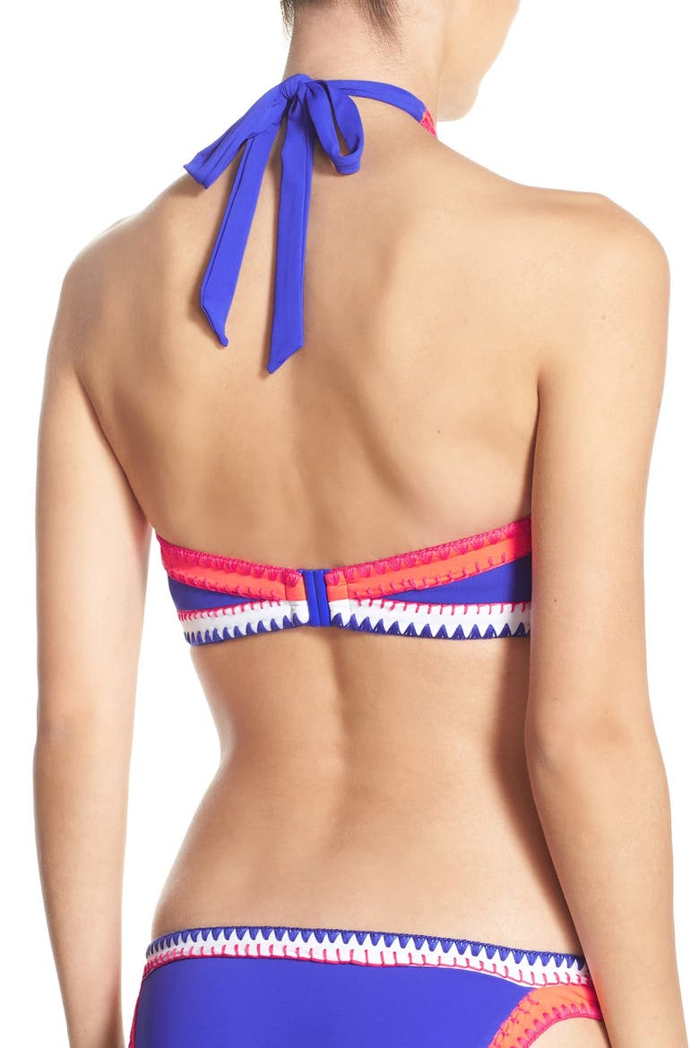 'Summer Vibe' High Neck Halter Bikini Top, Alternate, color, BLUE RAY