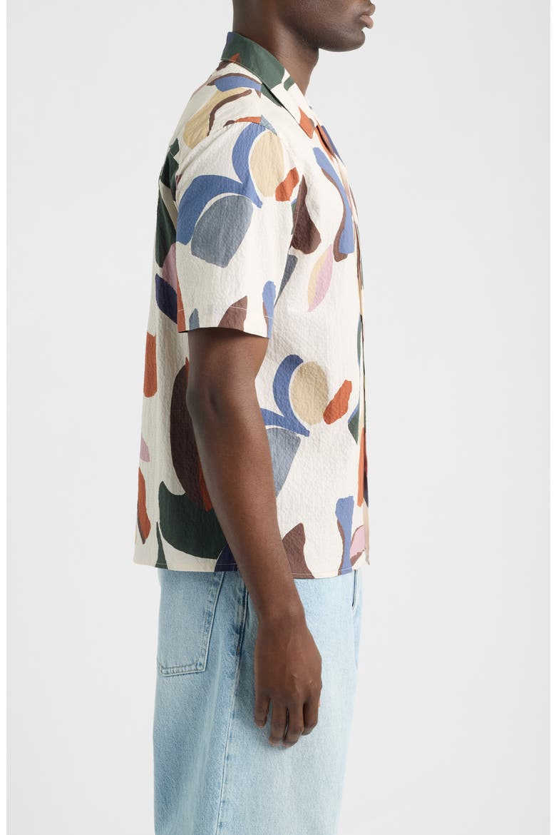 Didcot Abstract Stretch Cotton Camp Shirt, Alternate, color, ECRU / MULTI