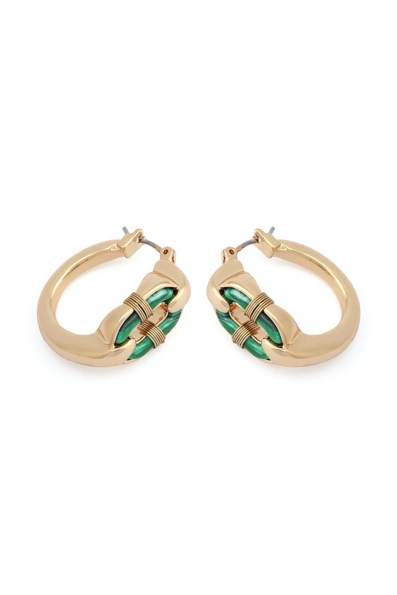 Reconstituted Malachite Huggie Earrings, Alternate, color, GREEN