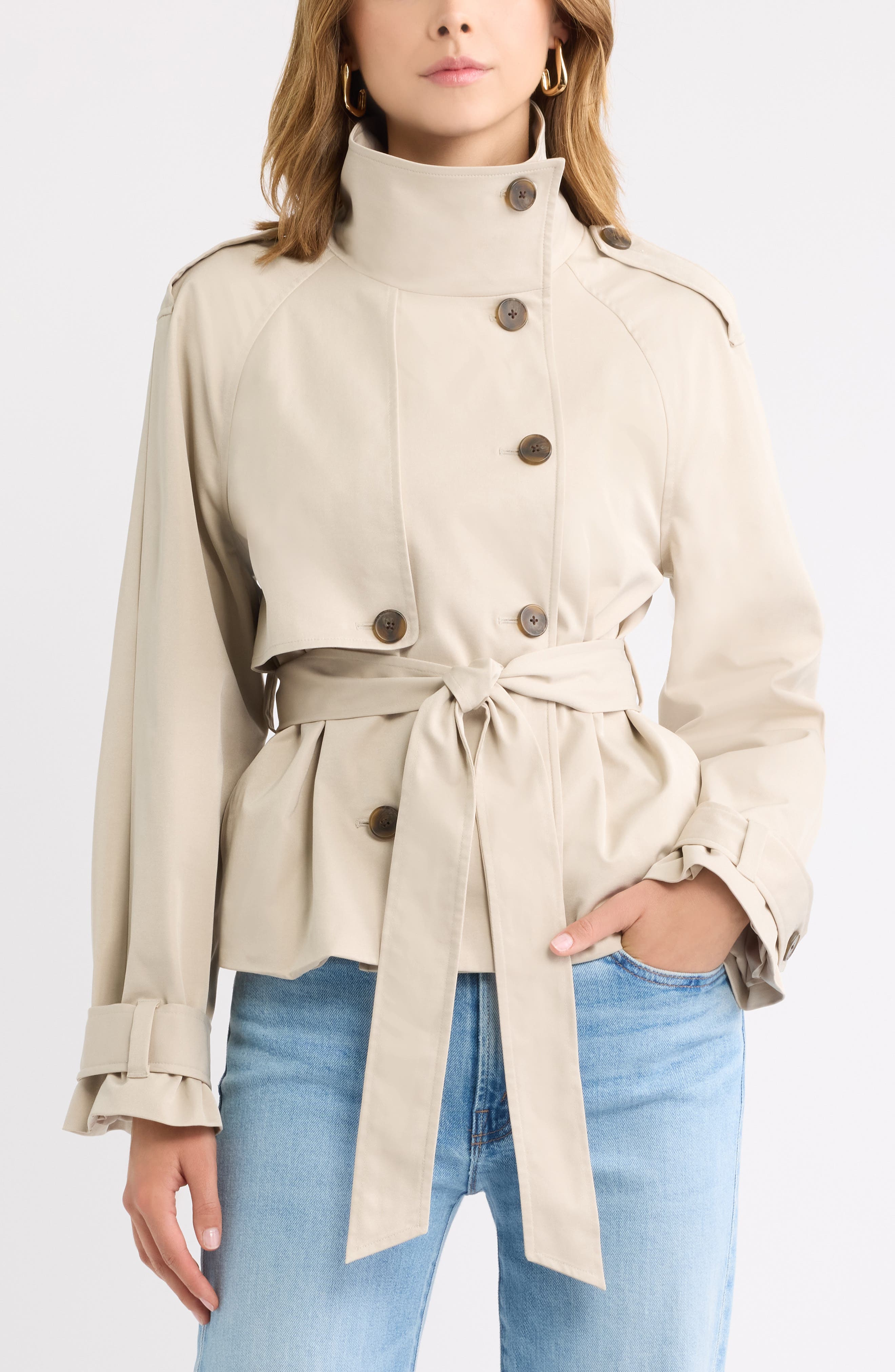 nordstrom ノードストローム ライナー付き トレンチコート Open Edit Double Breasted Crop Trench Coat (Women) | Nordstrom