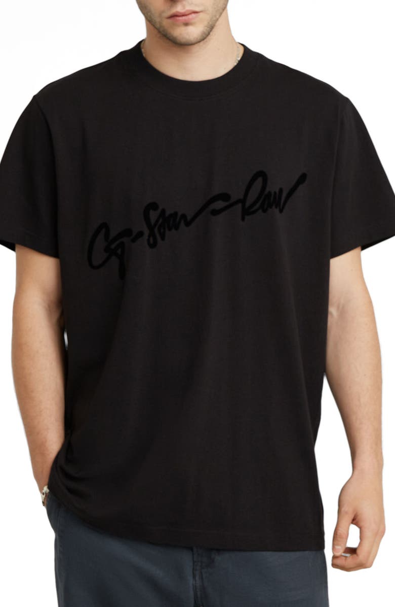 G-STAR Flocked G-Script Organic Cotton T-Shirt, Main, color,