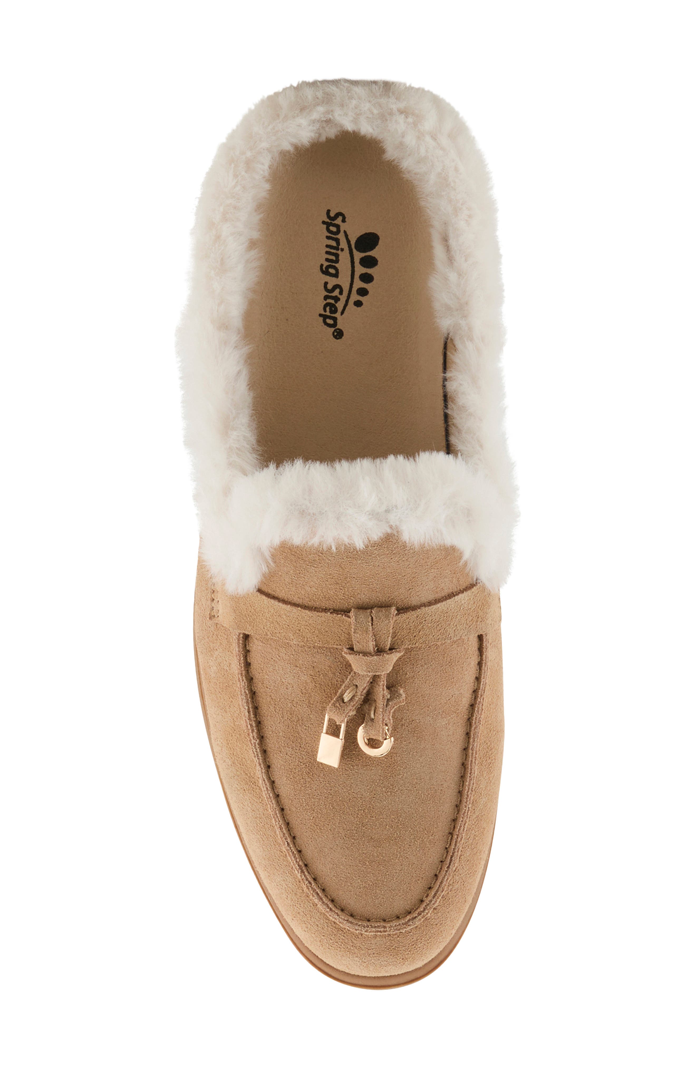 Gistel Faux Fur Trim Mule, Alternate, color, BEIGE SUEDE