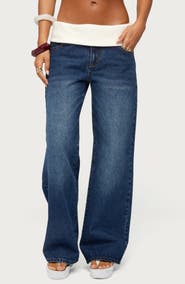 EDIKTED Knit Foldover Baggy Jeans