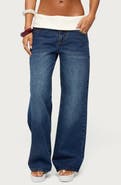 EDIKTED Knit Foldover Baggy Jeans