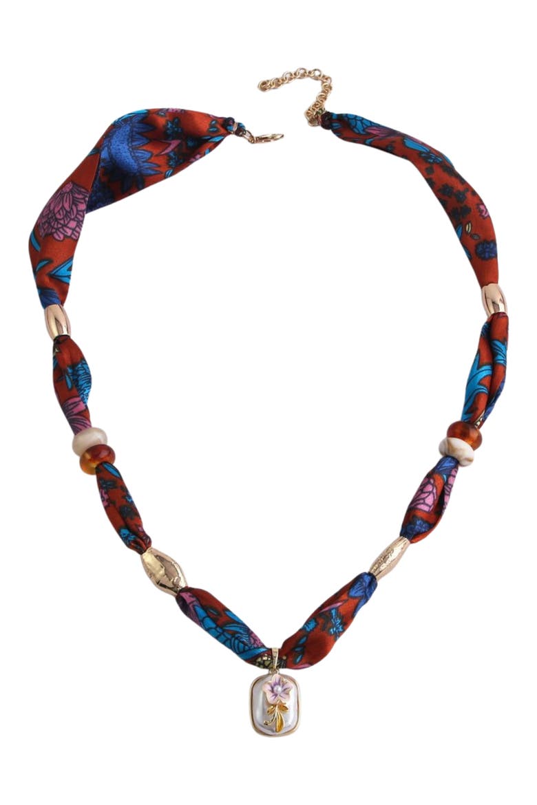 Eden Scarf Pendant Necklace, Main, color, RED