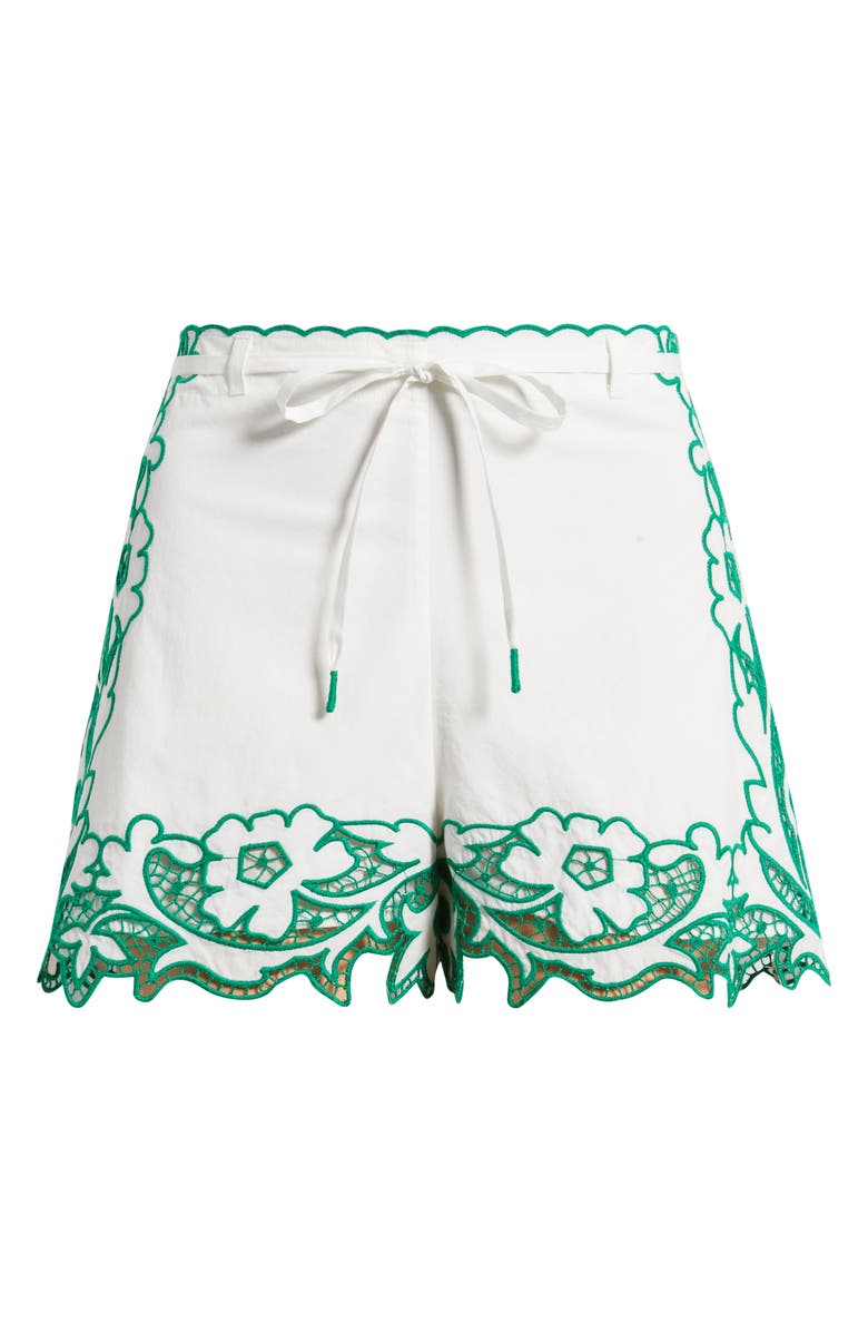LOVE THE LABEL Trinity Embroidered Shorts, Alternate, color, White-Green