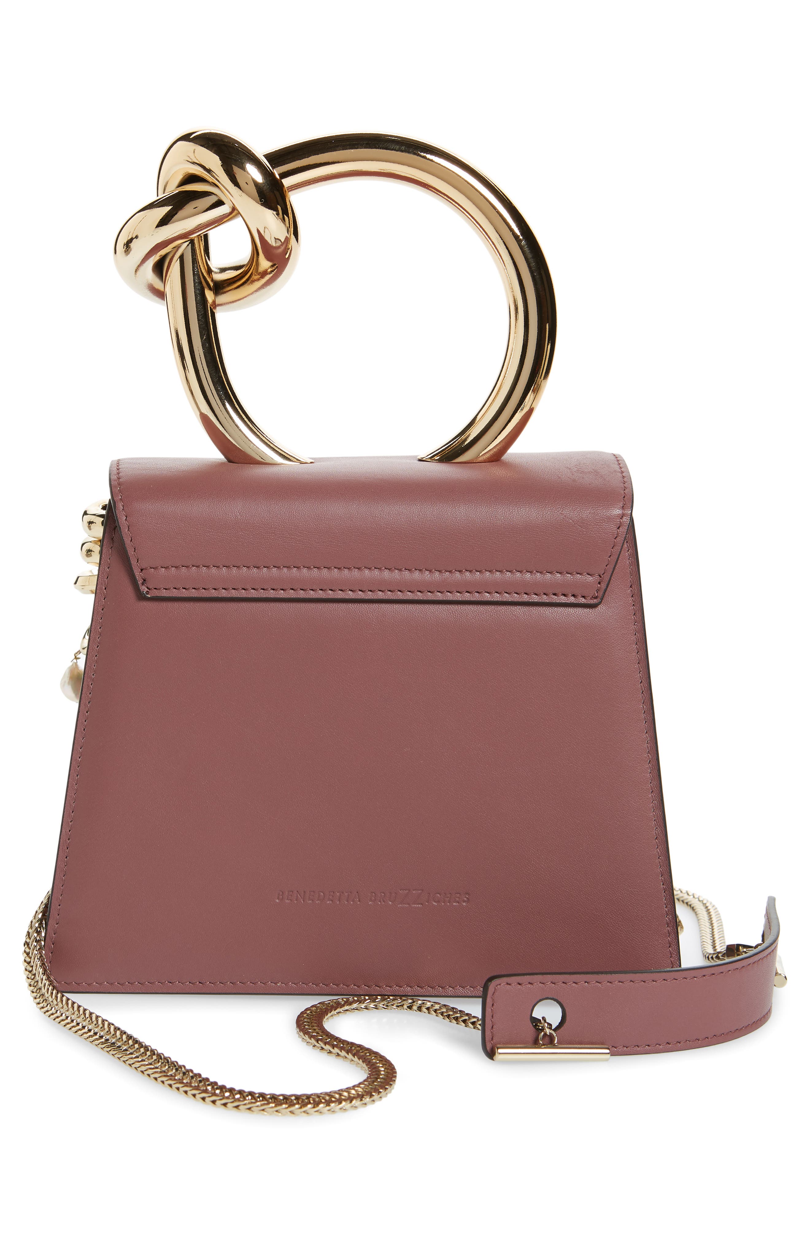 Benedetta Bruzziches Small Brigitta Pierced Calfskin Leather Top Handle Satchel, Alternate, color, 