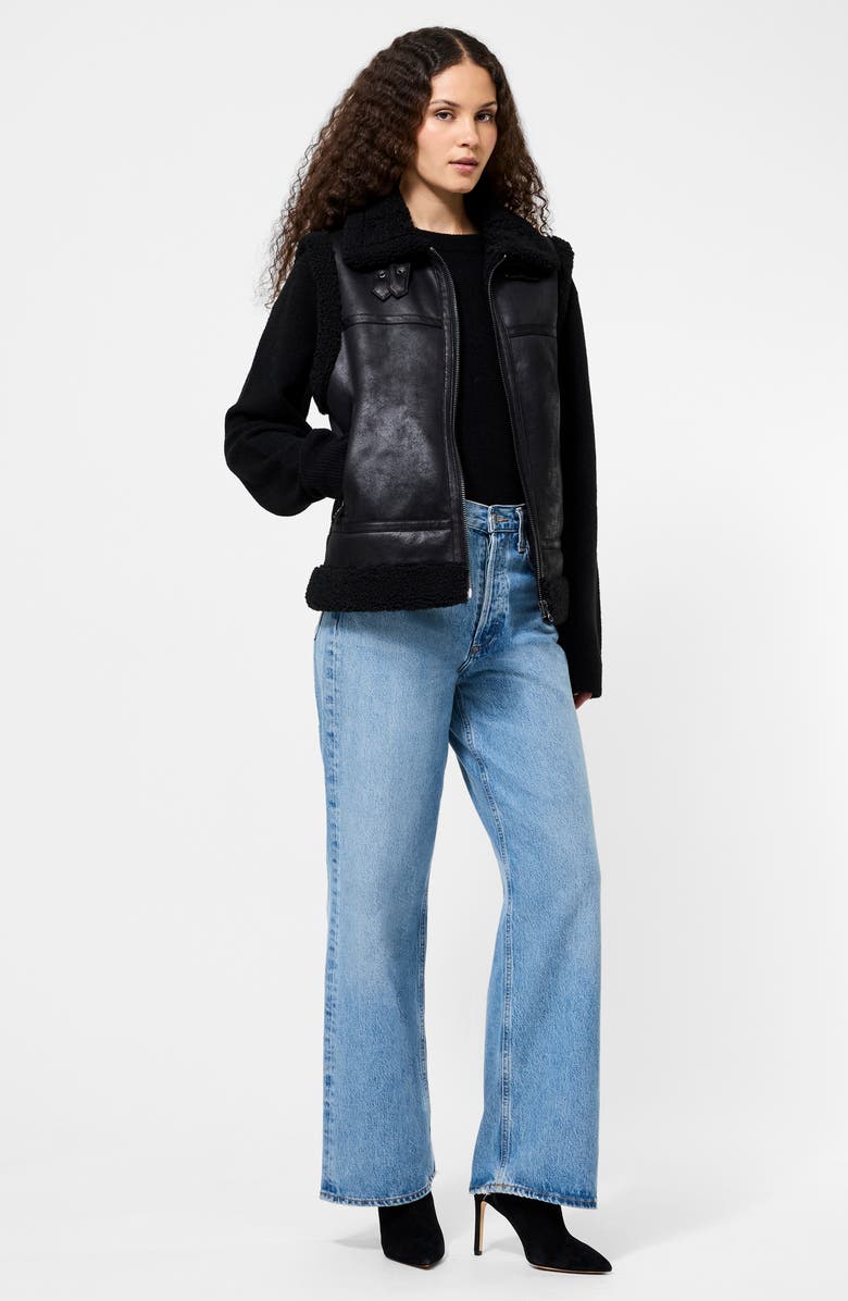 French Connection Camry Faux Shearling Vest, Alternate, color, Black