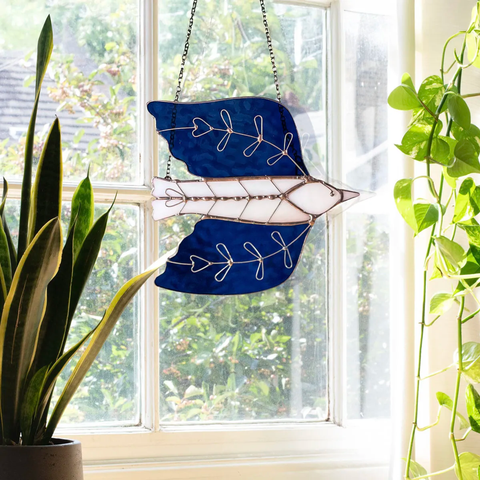 Stained Glass Sparrow Suncatcher by Samara Phillips