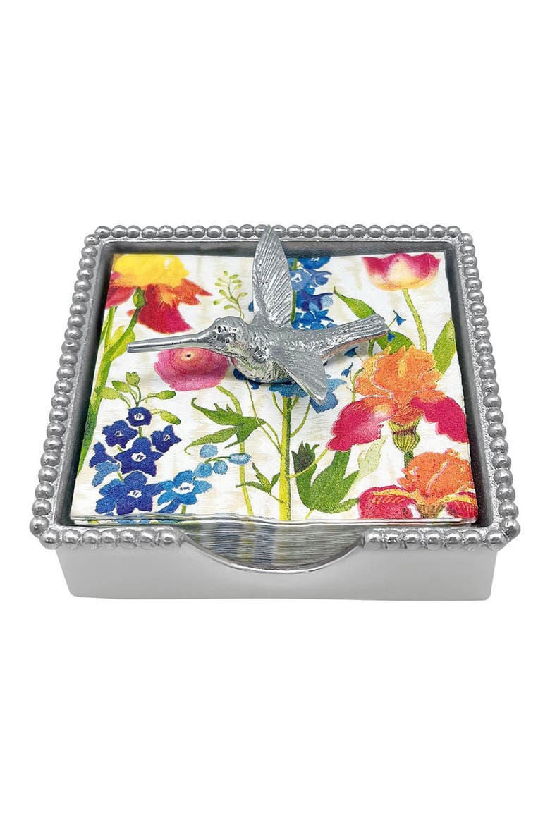 Beaded Napkin Box Set, Main, color, SILVER