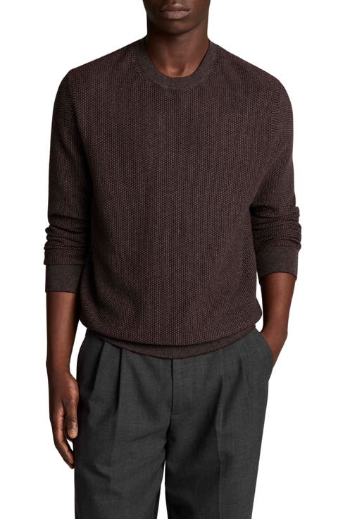 Geometric Jacquard Wool & Cotton Blend Crewneck Sweater