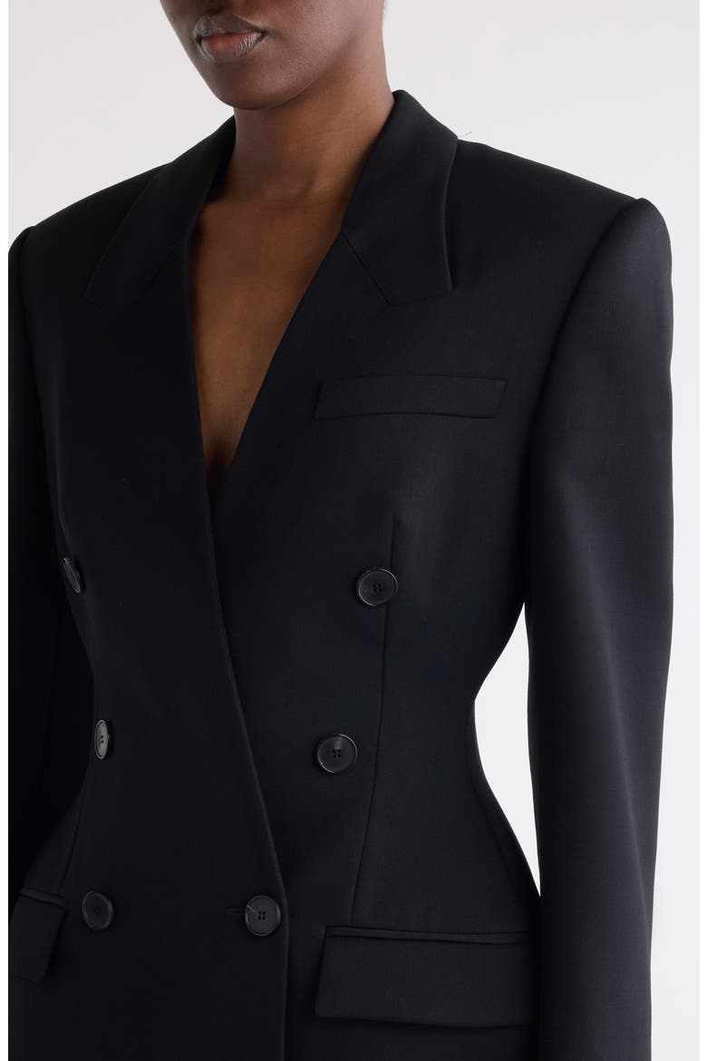 Double Breasted Wool Tuxedo Jacket, Alternate, color, BLACK