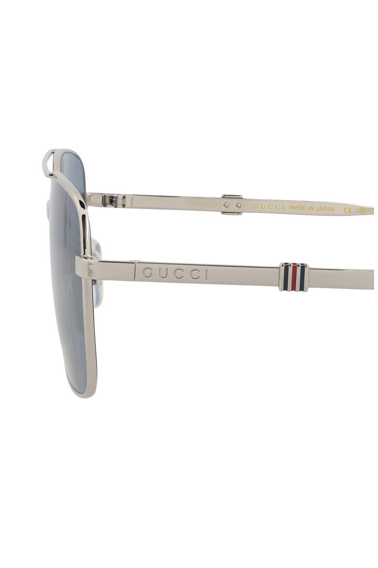 58mm Square Metal Frame Sunglasses, Alternate, color, SILVER SILVER BLUE