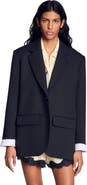 SANDRO Mixed-material satin jacket