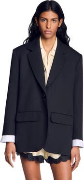 SANDRO Mixed-material satin jacket