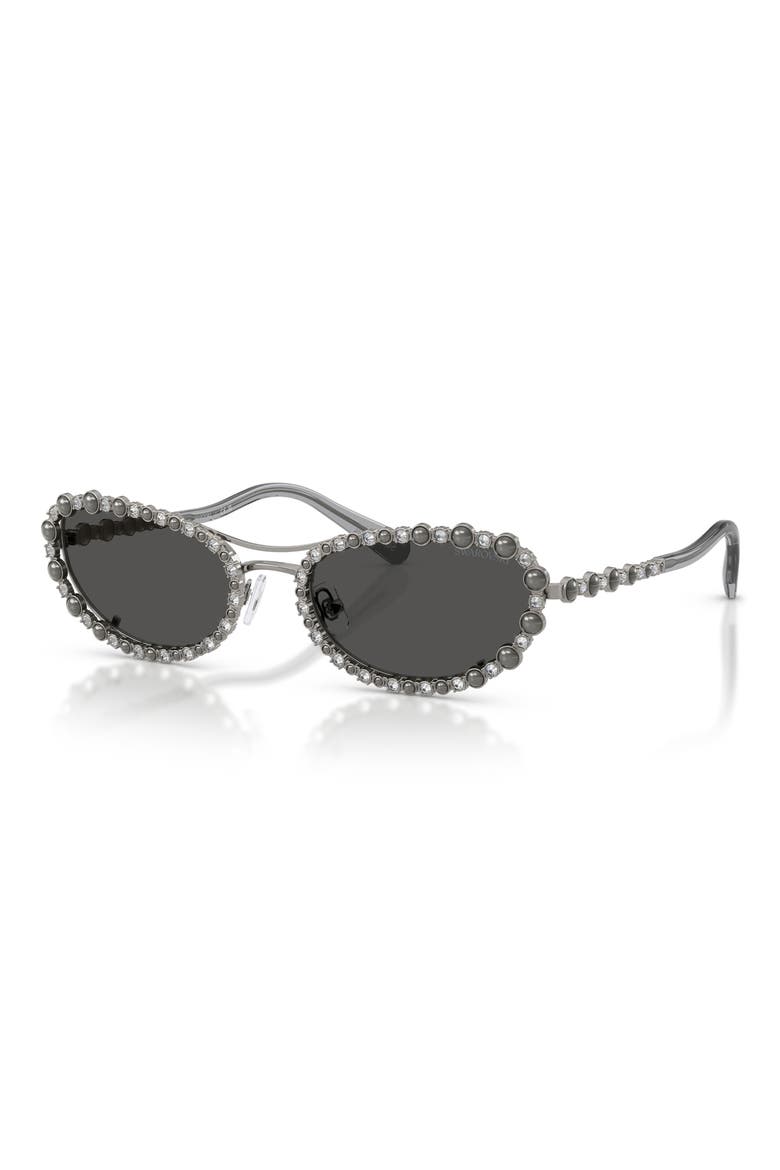 56mm Oval Sunglasses, Alternate, color, GUNMETAL / DARK GREY