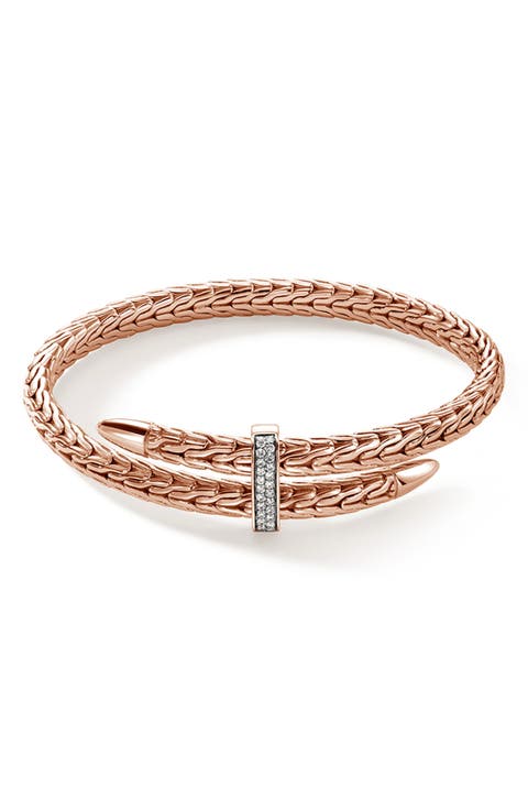 Spear Flex Cuff, 14K Gold, Diamonds