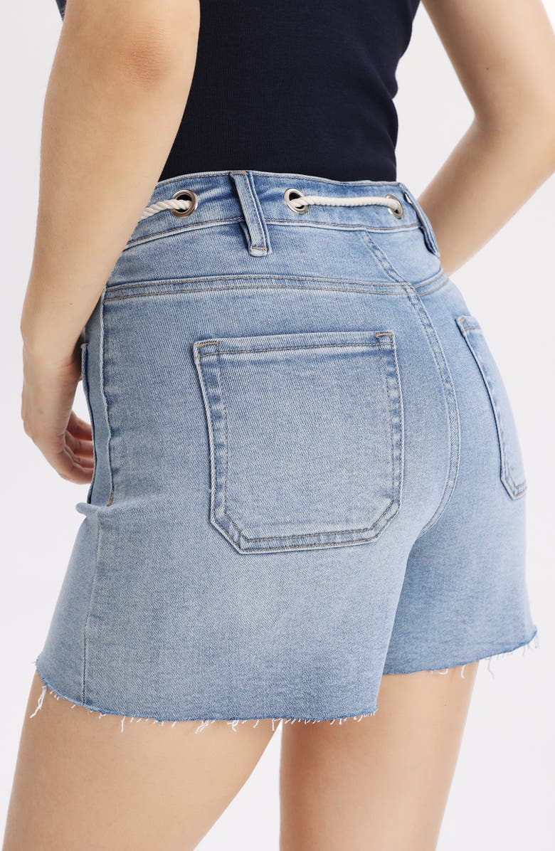 Bayeas Drawstring Raw Hem High Waist Denim Shorts, Alternate, color, Light Blue