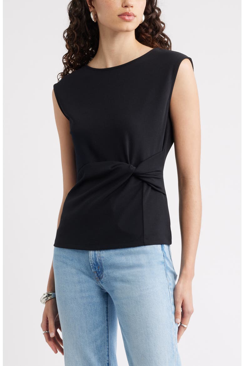 Side Twist Crewneck T-Shirt, Main, color, BLACK