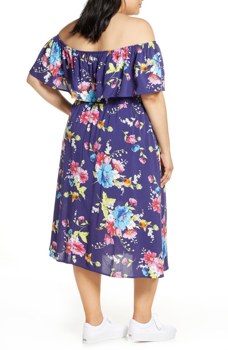 BP. Off the Shoulder Popover Midi Dress, Alternate, color,