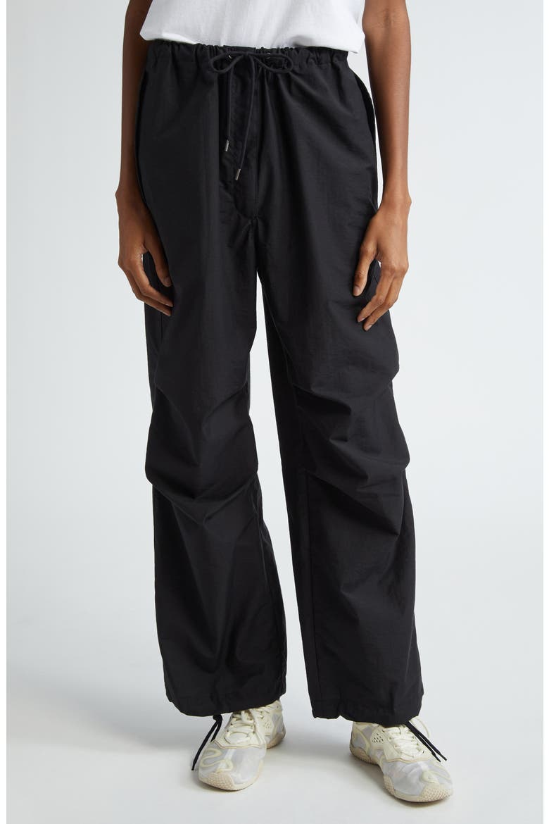 Parla Cotton & Nylon Parachute Pants, Main, color, BLACK