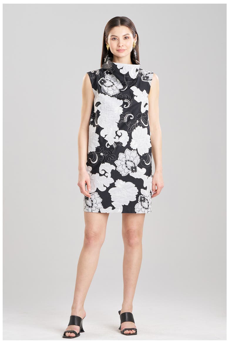 Cressida Applique Funnel Shift Dress, Main, color, BLACK
