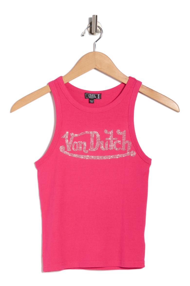 Rhinestone Ribbed Tank, Alternate, color, PEACOCK PINK