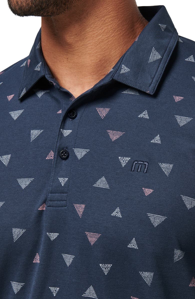 TravisMathew Home Break Geo Print Piqué Polo, Alternate, color, Total Eclipse