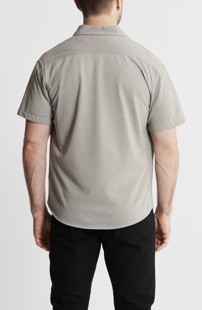 JACHS Short Sleeve Stretch Oxford Button-Up Shirt, Alternate, color, Olive