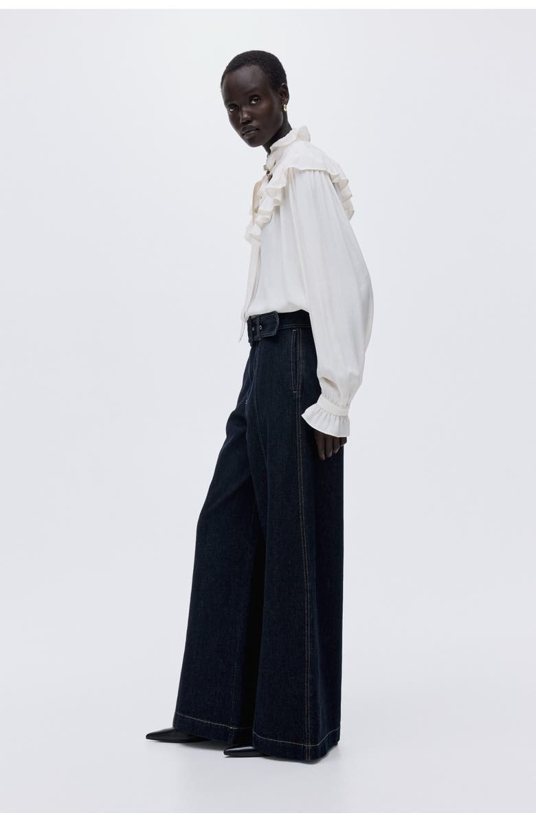 H&M Wide High Jeans, Alternate, color, Dark Denim Blue