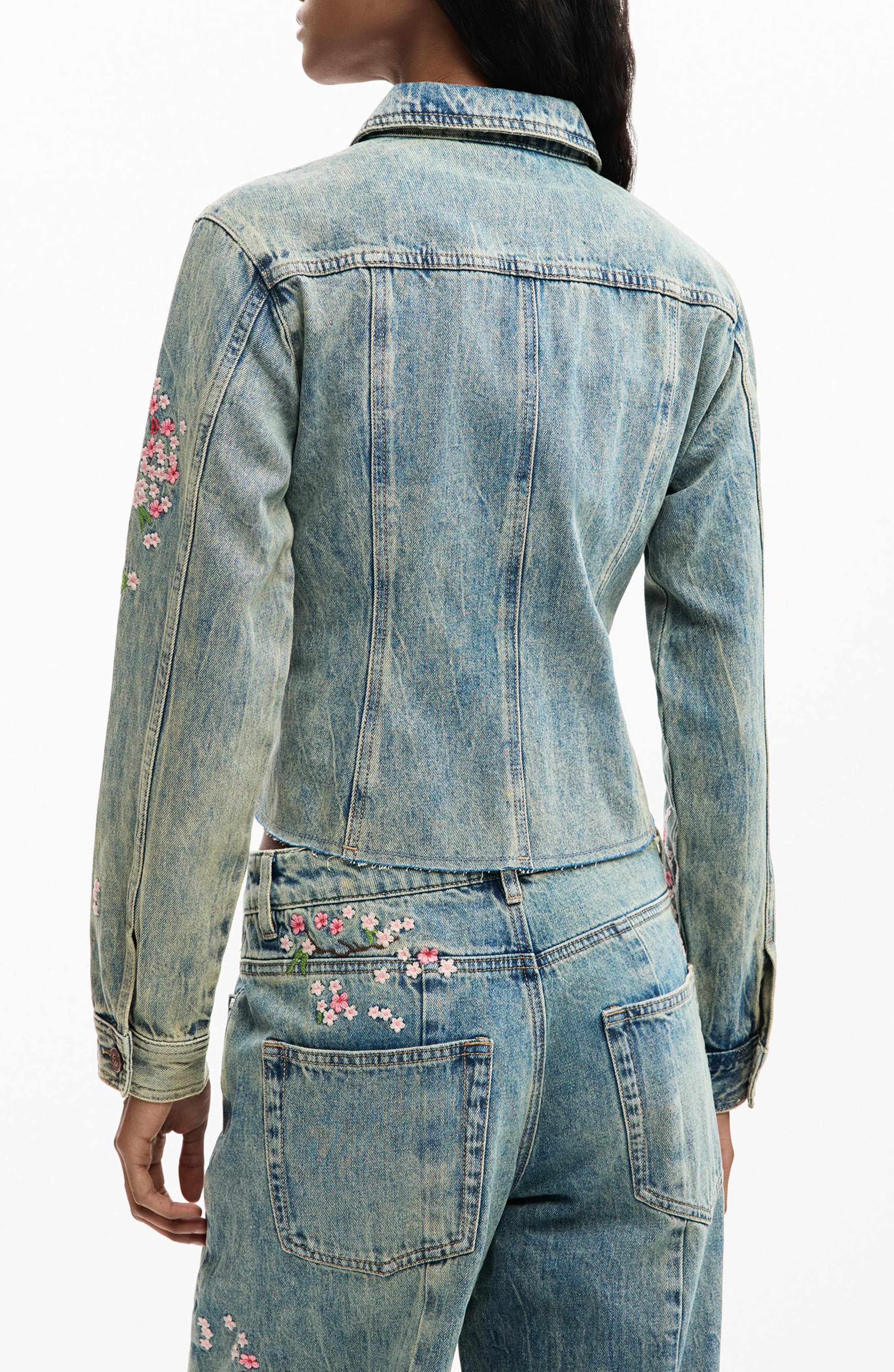 Embroidered Denim Trucker Jacket - image 2