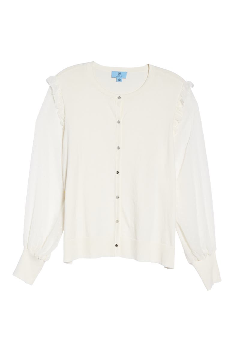 Clip Dot Ruffle Cardigan, Alternate, color, ANTIQUE WHITE