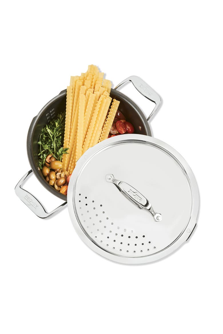 Simply Strain 6-Quart Hard Anodized Nonstick Pot, Alternate, color, BLACK